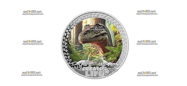 Монета $10 Либерии Велоцираптор