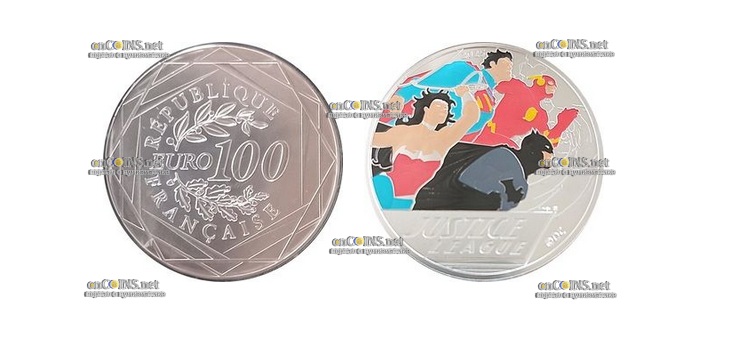 Монета 100 евро Франции Лига Справедливости