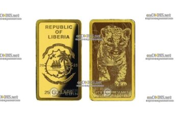 Монета 25$ Либерии Детёныш леопарда