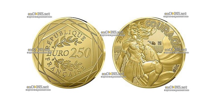 Монета 250 евро Франции Чудо-женщинаэ