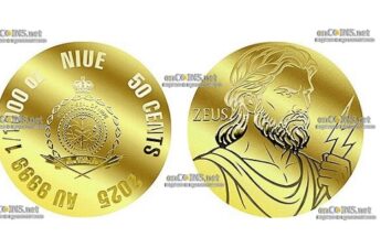 Монета 50 центов Ниуэ Зевс