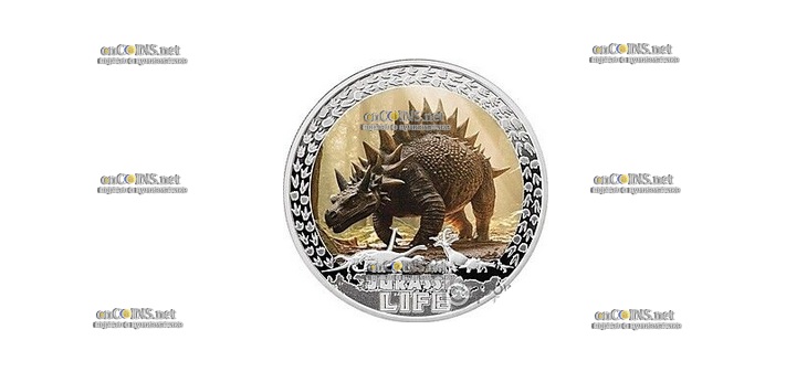 Монета Либерии 10$ Cтегозавр