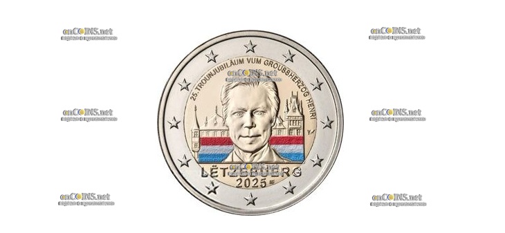 Монета Люксембурга 2 евро Великий герцог Анри