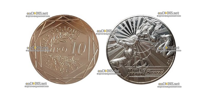 Монета Серебро 10€ Франции Чудо-женщина и Гепарда