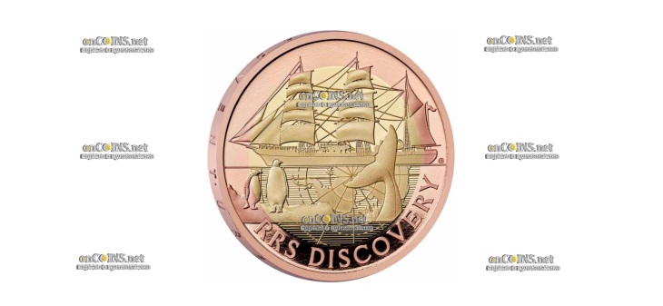 Монета Великобритании £2 Судно RRS Discovery