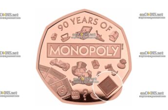 Золотая монета 50 пенсов Великобритании Игра Монополия