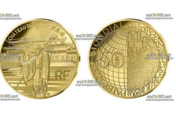 Золотая монета Франции 50 евро замок Сури