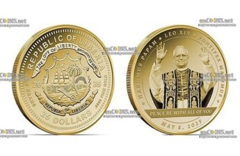 Золото монета 25 долларов Либерии Папа Лев XIV