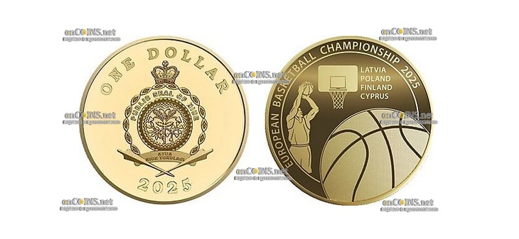 Монета доллар Ниуэ EuroBasket 2025