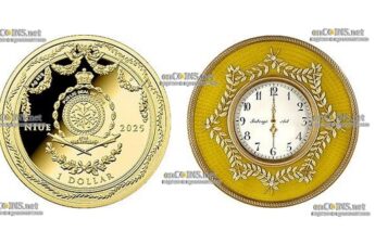 Монета Ниуэ 1 доллар Золотые часы Фаберже