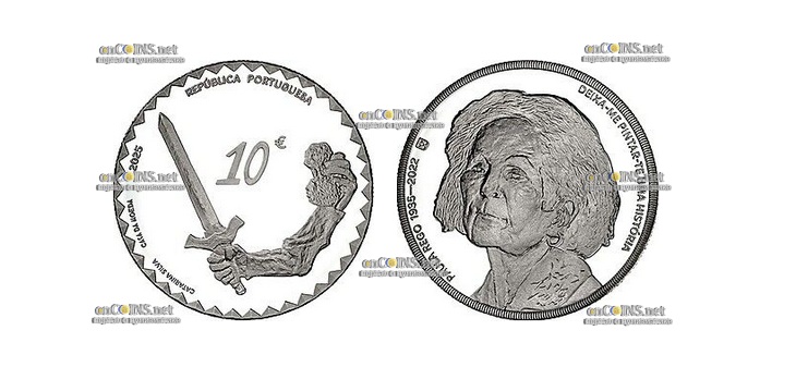 Монета Португалии 10 евро Паула Регу