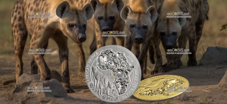 Монеты Руанды Пятнистая Гиена, в серии African Ounce