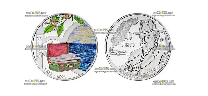 Испания монета 10 евро Антонио Мачадо