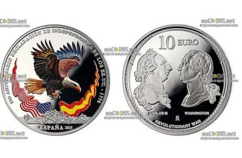 Монета 10 евро Испании Белоголовый орлан