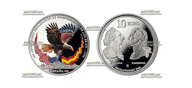 Монета 10 евро Испании Белоголовый орлан