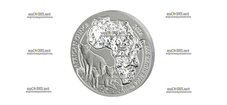 Монета 10 франков Руанды Пятнистая гиена