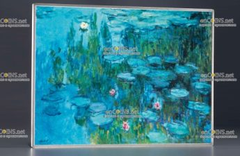 Монета 1000 франков CFA Камеруна Водяные лилии