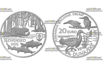 Монета 20 евро Словакии Дунайские поймы
