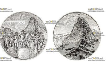 Монета 250 франков Швейцария пик Маттерхорн
