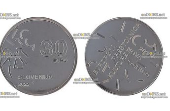 Монета 30 евро Словении Европейская столица культуры 2025