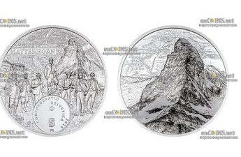 Монета 5 франков Швейцарии Восхождение на Маттерхорн