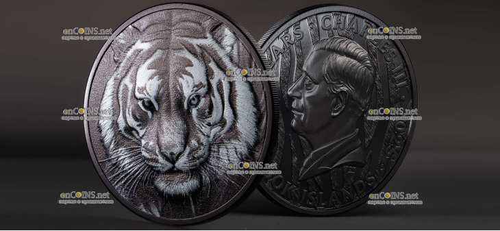 Монета 5$ Острова Кука Тигр