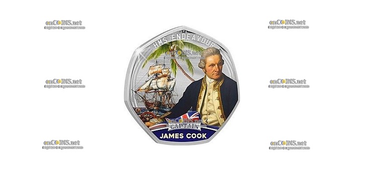 Монета 50 центов Соломоновы Острова Джеймс Кук