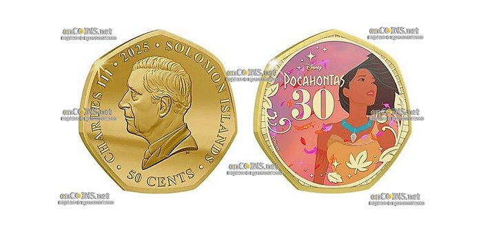 Монета 50 центов Соломоновых Островов Покахонтас
