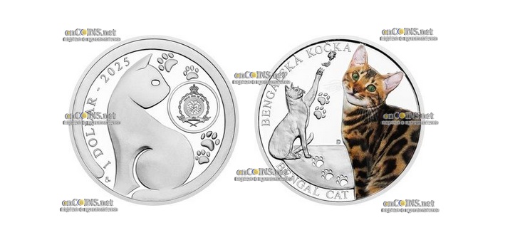 Монета доллар Ниуэ Бенгальская кошка