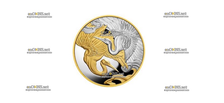 Монета Доллар Ниуэ Журавли - гармония и долголетие