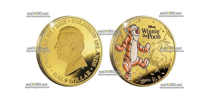 Монета ½ Dollar Соломоновых островов Тигр