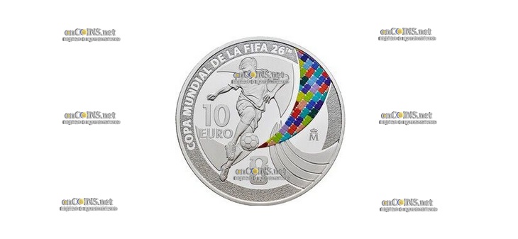 Монета Испании 10 EURO Чемпионат мира по футболу FIFA 2026