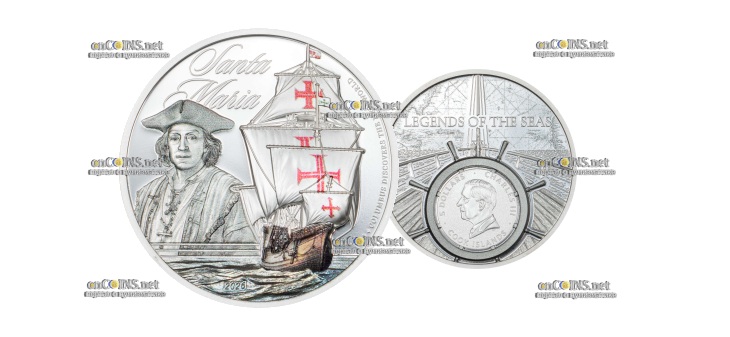 Монета Острова Кука 5$ Санта Мария