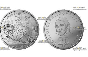Монета Швейцарии 20 франков Жан Тенгели