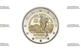 Монета Словакии 2 евро Чемпионата Европы по хоккею