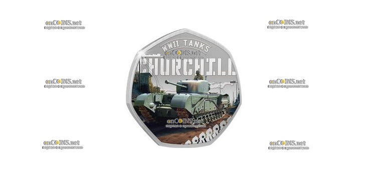 Монета Соломоновых островов 50 Cents Танк Черчилль