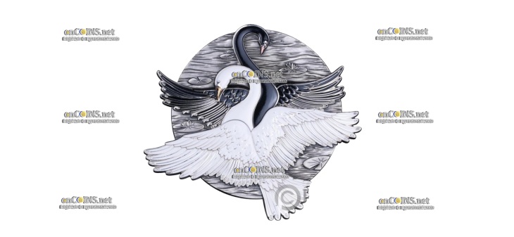 Монеты Самоа 10$ Черный и белый лебеди