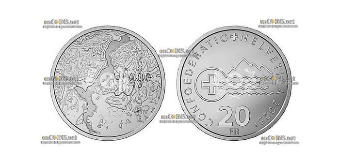 Монеты Швейцарии 20 Francs Озеро Маджоре