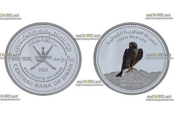 Серебряные монеты Омана 1 риал Сокол Sooty Falcon
