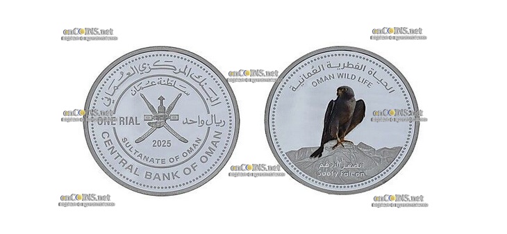 Серебряные монеты Омана 1 риал Сокол Sooty Falcon