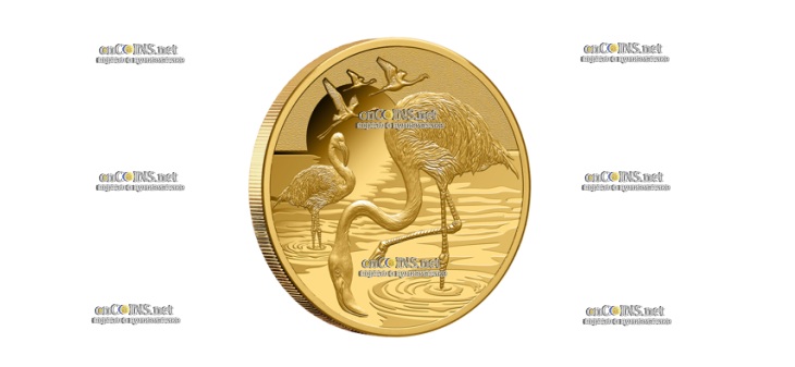 Золотая монета 100 долларов Ниуэ Фламинго