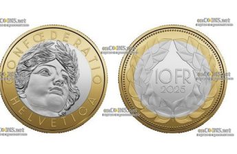 Монета 10 франков Швейцарии Гельветика