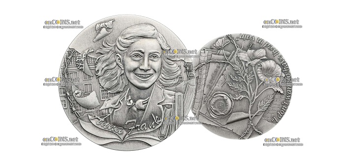 Монета $2 NZD Ниуэ Анна Франк