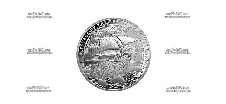 Монета доллар Ниуэ Чарльз Дарвин