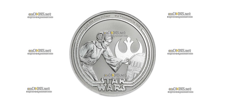 Монета $2 NZD Звёздные Войны - Принцесса Лея