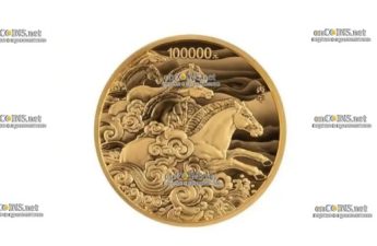 Монета Китая 100 000 юаней Год Лошади