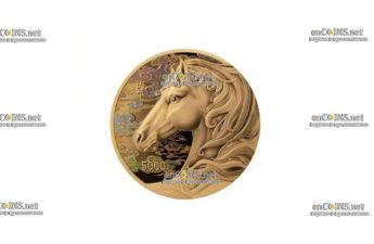 Монета Китая 5000 юаней Год Лошади