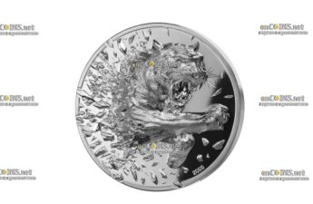 Монета Монголии 5000 тугриков Серебряный Тигр