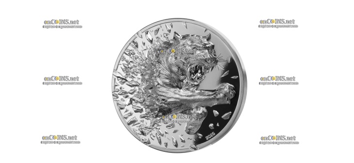 Монета Монголии 5000 тугриков Серебряный Тигр