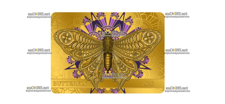 Монета Самоа 50 Тала Бабочка